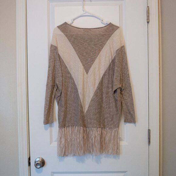 lace lagenlook oversized coastal cowgirl boho arrow variegated sweater L a'reve - Picture 2 of 9